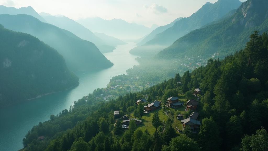 The Caucasus coastline near Sochi with forested mountains meeting the Black Sea