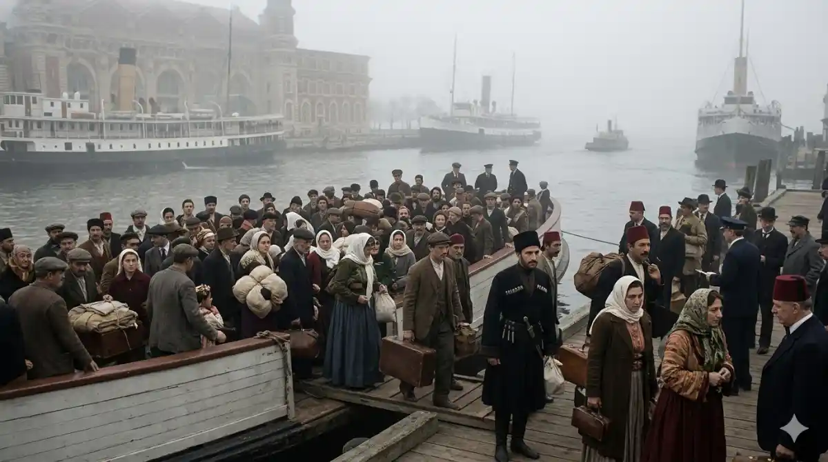 لاجئون شركس في ميناء عثماني، 1864