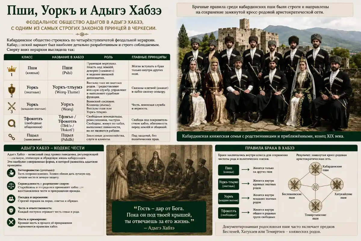 Kabardian society and feudal hierarchy infographic