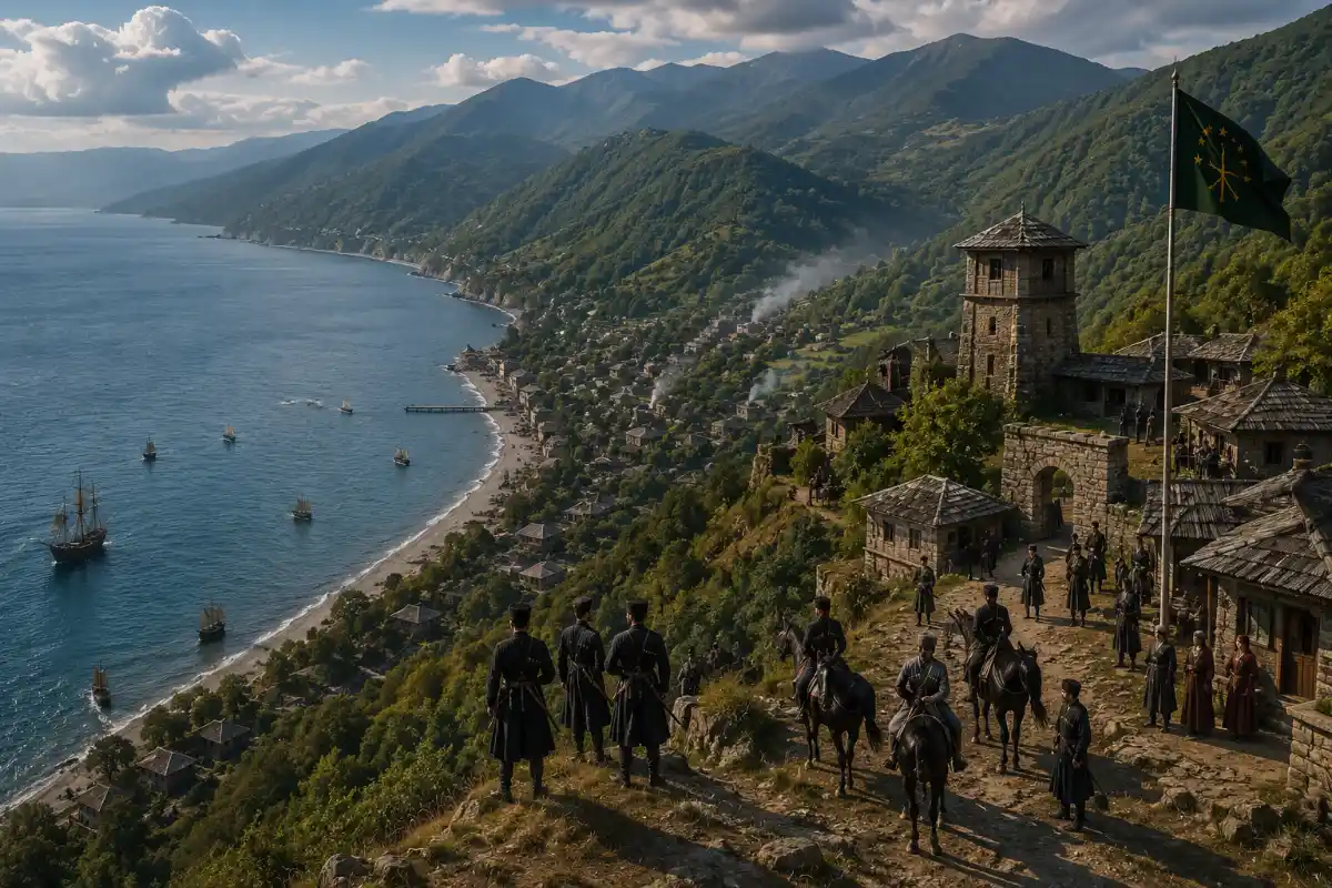 Coastal fortress village in the mountains