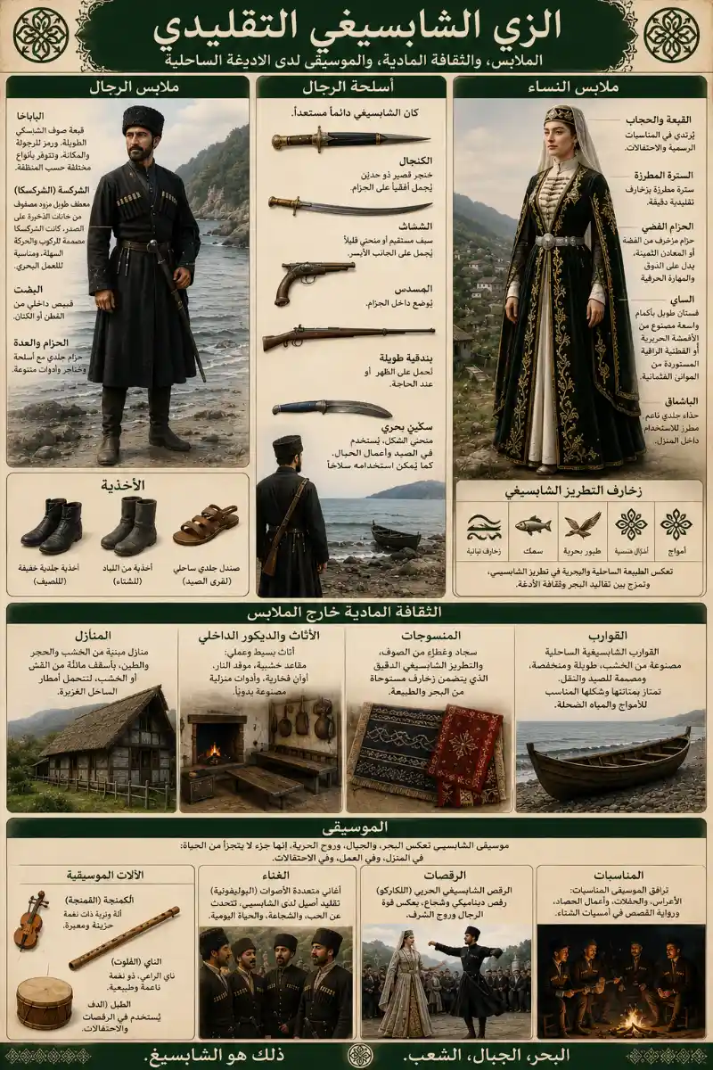 Traditional Shapsug attire and culture infographic