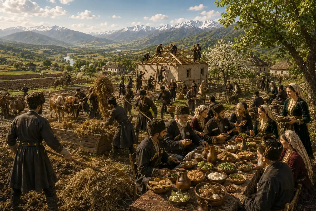 Rural celebration and harvest in the valley