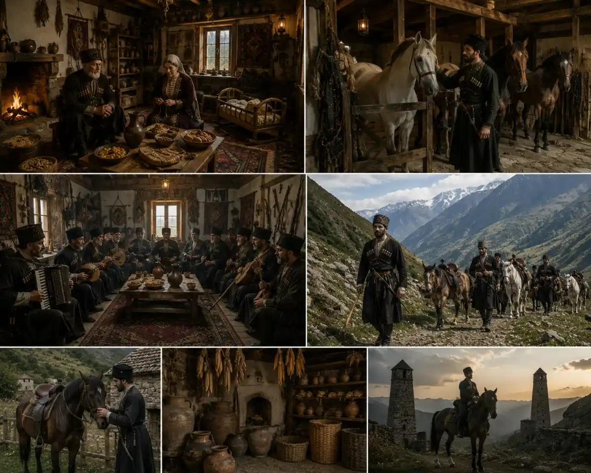 Yegeruqway Traditional Caucasian mountain village life.