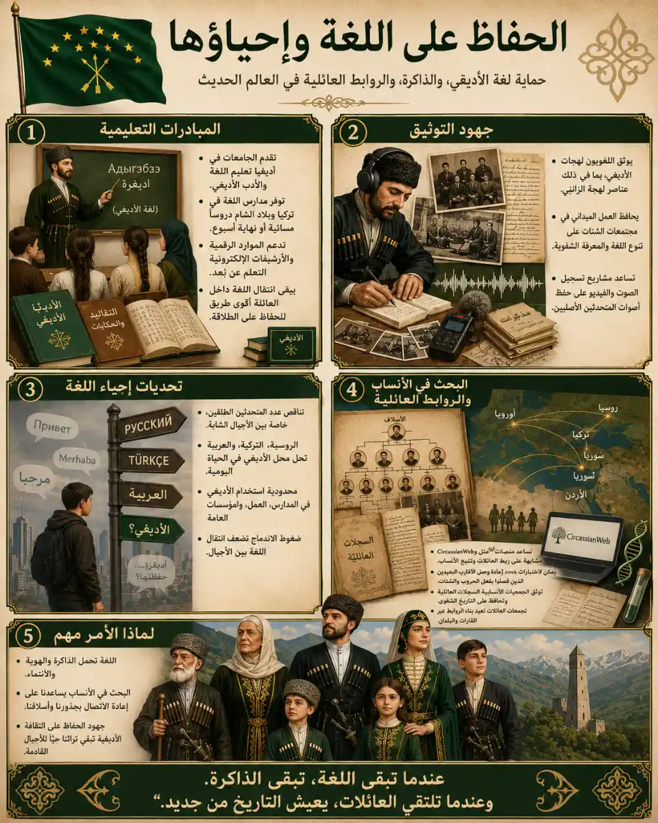 الحفاظ على اللغة الأديغية وإحياؤها